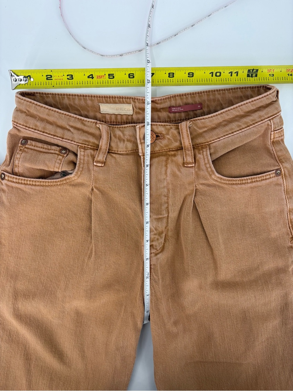 Pilcro Anthropologie The Breaker High Rise Barrel Brown Tan Cropped Size 26 - Picture 15 of 16
